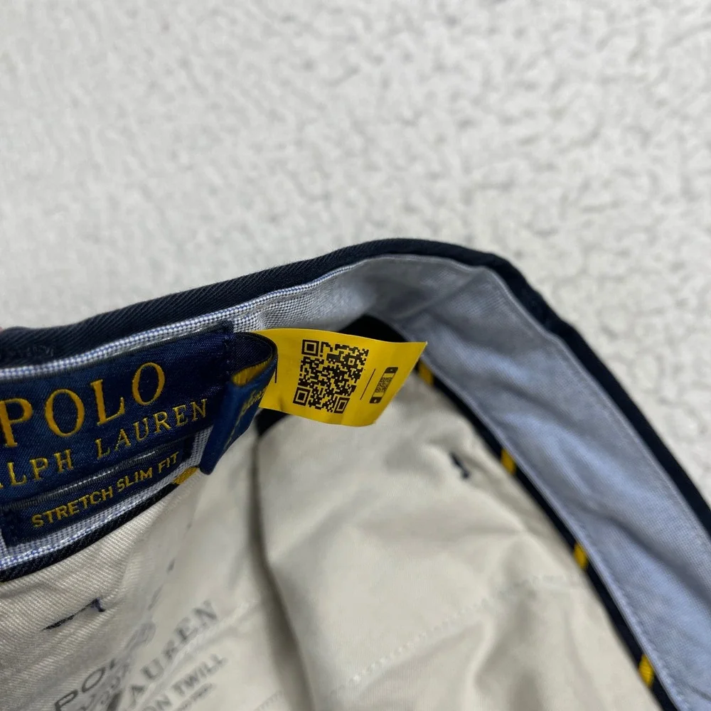 Polo Ralph Lauren Bedford Chino Pant Mens 36x30 Navy Blue Stretch Slim Trousers